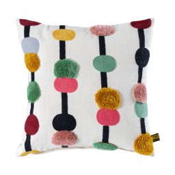 Prinay Kussenhoes | Vierkant | Roze Borduurwerk & Stippen | 45x45 cm – Handgemaakt - Product afbeelding