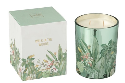 J-Line Scented Candle Walk In The Woods Wax Green Large-55 Hours