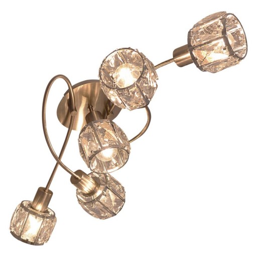 5-LED ceiling light "Josefa", metal ceiling lamp and glass in stainless steel look, with E14 version Filament Lamps included, for living room, dining room, hallway or hallway 61 x 36 x 21 cm