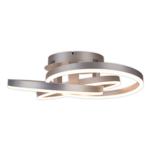 Smart Home LED ceiling light "Divora" Ø 58cm, ceiling lamp made of metal, aluminum brushed and white plastic, with many functions, firmly built -in LEDs, lighting for living room, dining room office or hallway