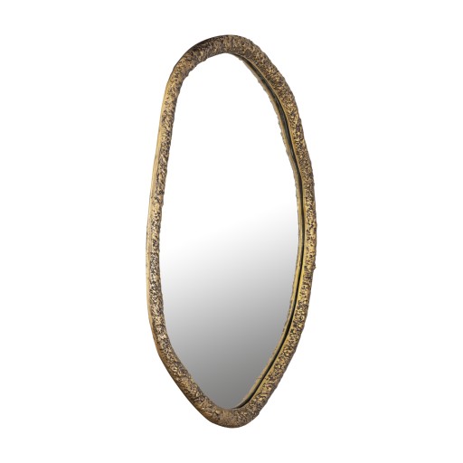 Paislie Brass Organic Shaped Mirror Round