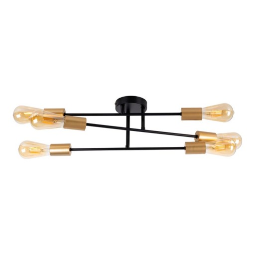 Ceiling light "Modo" 6-flame made of metal in black, versions gold, E27 socket, ceiling lamp for living room, dining room, kitchen, hallway, hallway or office with a Øvon 54.5 cm