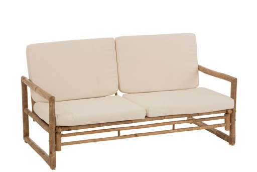 J-Line Rattan sofa - 2 people - bamboo/textile - natural