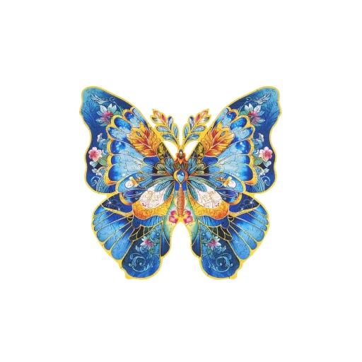 Houten Legpuzzel, Rowood, Vlinder Morpho Helena, TA003, 28,8x27,6cm