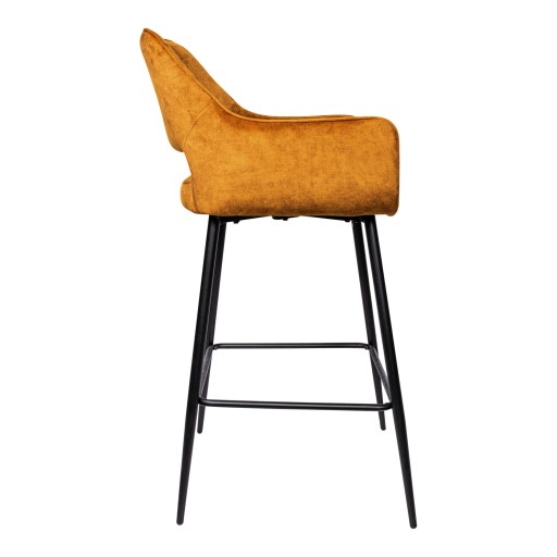Fallon Velvet Rust Bar Stool Black Metal Leg KD
