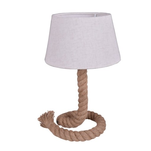 Table lamp with text blower "Rope", table lamp made of metal, plastic, jute and textile in white, with E14 version, for living rooms, hallway or office, 40 cm high