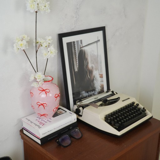 Vaas - Bloemvaaslinten - Lichtroze/rood -13,5x13,5x19cm