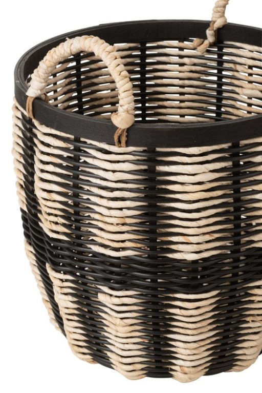 J-Line basket - jute/rattan - black/natural - 3 pieces