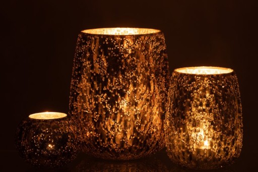 J-Line lantern Lise - glass - brown/gold - large