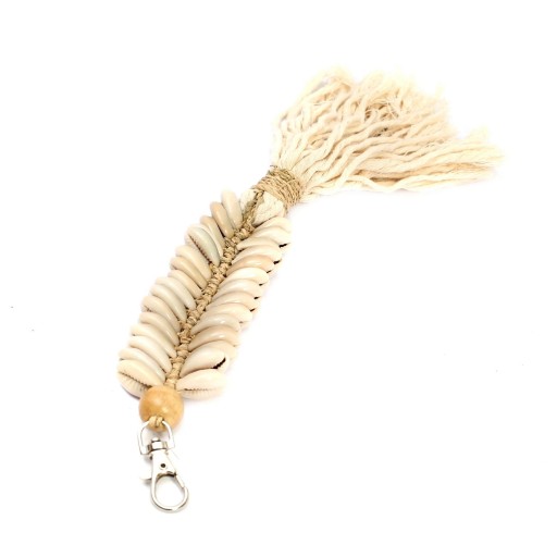 Macrame Fishbone-sleutelhanger | Crème