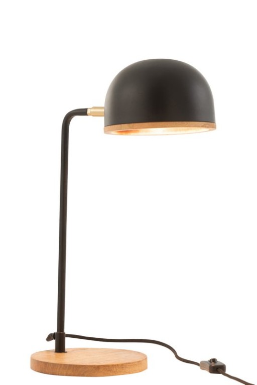 J-Line table lamp Evy - iron/wood - black/natural