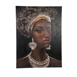 Jeorgia Black Canvas Wall Panel Shiny Gold Woman