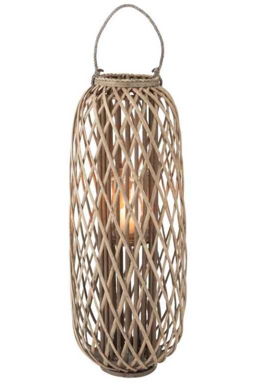 J-Line lantern Willow - wood - gray - large