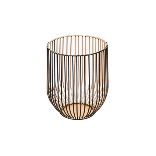 Candle holder - Metal - Black/Gold - S2 -13x13x16cm|9x9x11cm