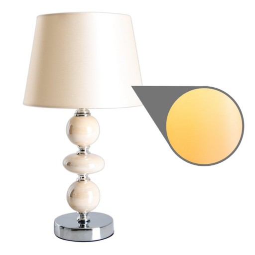 Ceramic table lamp "Araga" 36 cm high, table lamp made of metal, ceramic, with text blades, beige, with E14 socket, lighting for dining room, living room, hallway or office