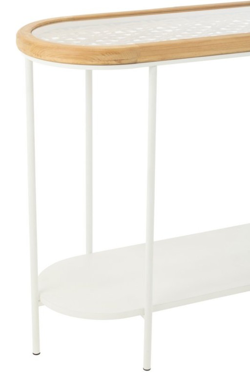 J-Line Console Mati Spruce/Metal Natural/White