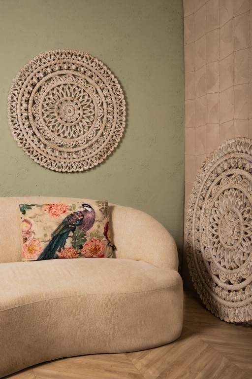 Farris Cream Round Mdf Wall Panel Carved L