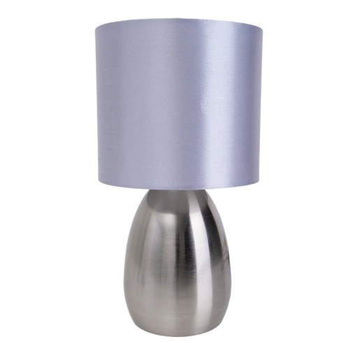 Tischleuchte "AURUM" 33 cm hoch in stahl-blank/grau, aus Metall und Textil, mit E14-Fassung, Beleuchtung für Esszimmer, Wohnzimmer, Diele oder Büro
