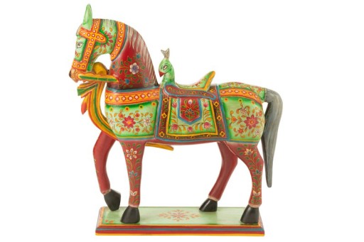 J -Line Decoration Horse On Staller Mumbai - Wood - Mix