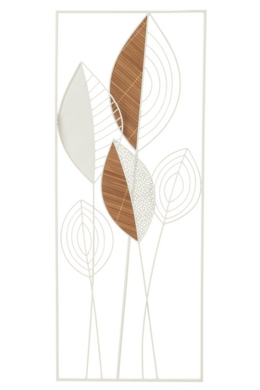 J-Line wall decoration Leaves - metal/bamboo - mix - small