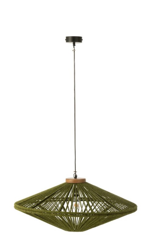 J-Line Hanging Lamp Ovni Iron/Jute Green Medium