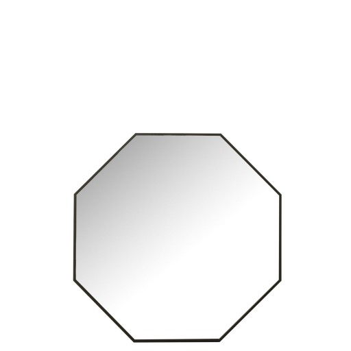 J-Line spiegel Achthoek - glas/metaal - zwart - Ø 65 cm