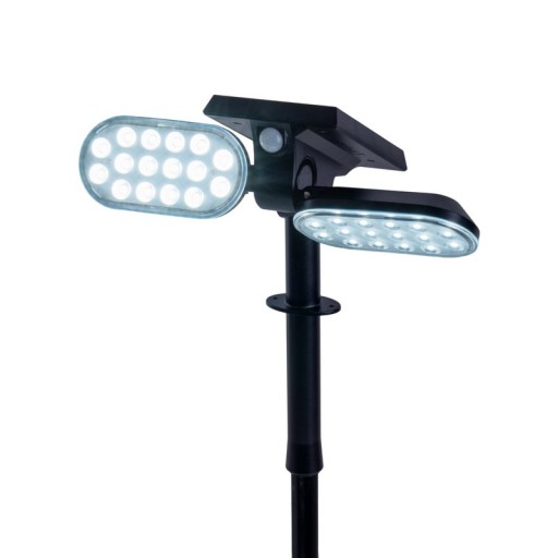LED solar spotlights "Paco" for the outdoor area with a permanently built-in LED, solar and spit made of plastic in black, height 31.9 cm