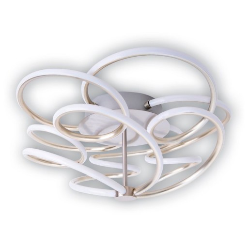 LED ceiling lamp "Rizado" Ø: 57cm made of metal in satin nickel and plastic, with firmly built-in LEDs, lighting for living rooms and office.