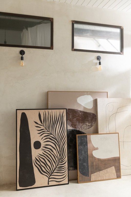 J-Line Frame Leaf Abstract Wood/Canvas Brown/Black