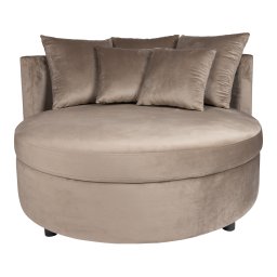 Fayen Loveseat | Fluweel Sand | Half Ronde Luxe Fauteuil | 121x121x68 cm - Product afbeelding