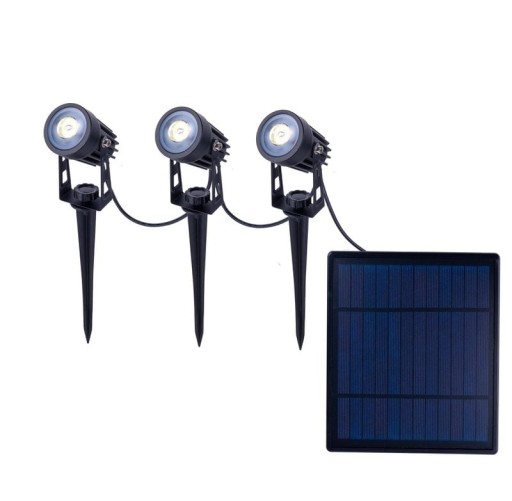3er LED Solarspot mit Erdspieß ""Spoti"" Außen-Erdspieß aus Metall und ABS-Kunststoff in Schwarz,, mit fest verbauten LEDs mit drei Leistungsstufen