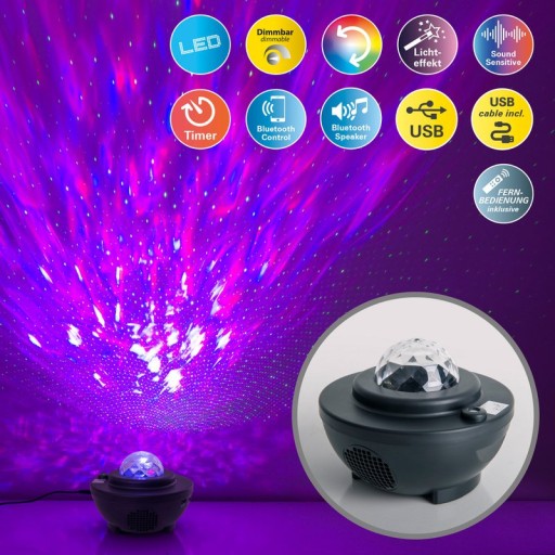 Atmospheric Galaxy LED projector, decorative lighting made of plastic, colorful, integrated LED, for inside