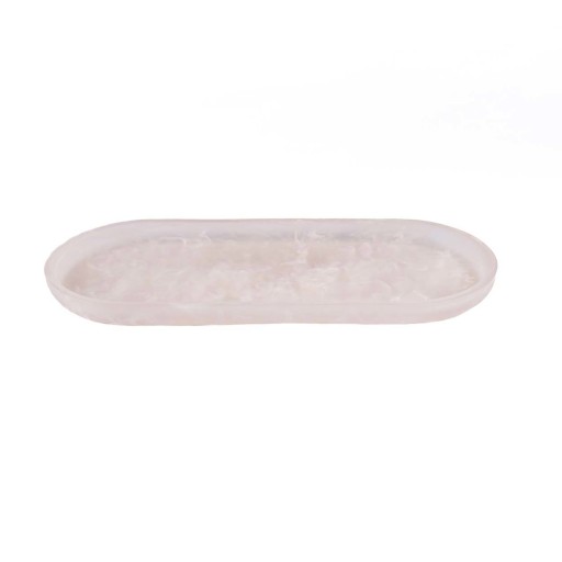 Het ovale bord van hars - roze wit