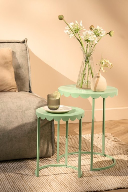 Lara Side table - Set of 2 - H51 x Ø40 cm - Metal - MintGroen