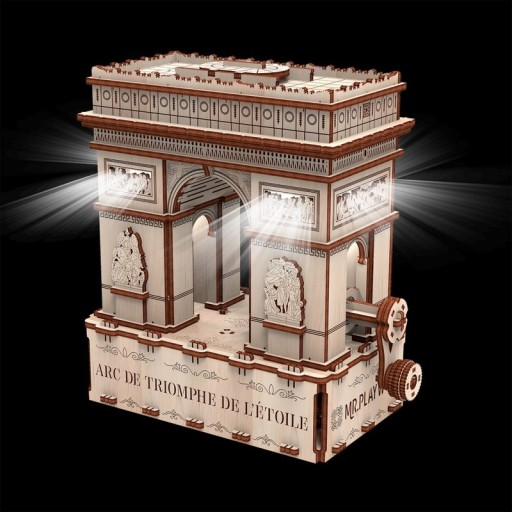 mr. Playwood 3D Wooden Puzzle Arc de Triomphe incl. lighting, 10207, 20.6x11.2x21.3cm