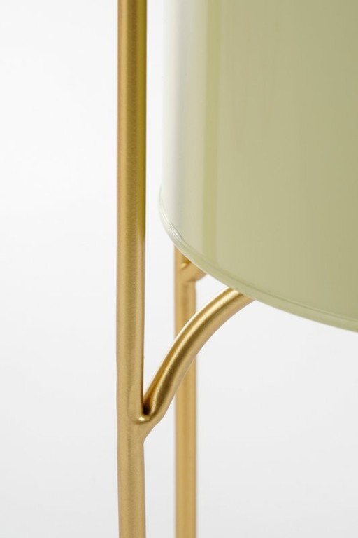 Danube flowerpot on Standard - Set of 2 - Metal - H45 x Ø23 cm - Light green, Gold