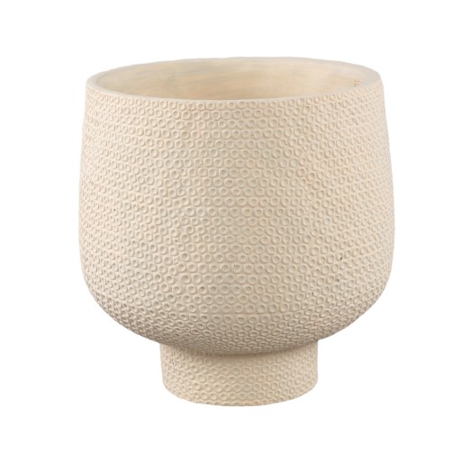 Laim Keramische Pot | Crème, Rond | Azteekse Stippen XXL 40x40x40 cm - Product afbeelding
