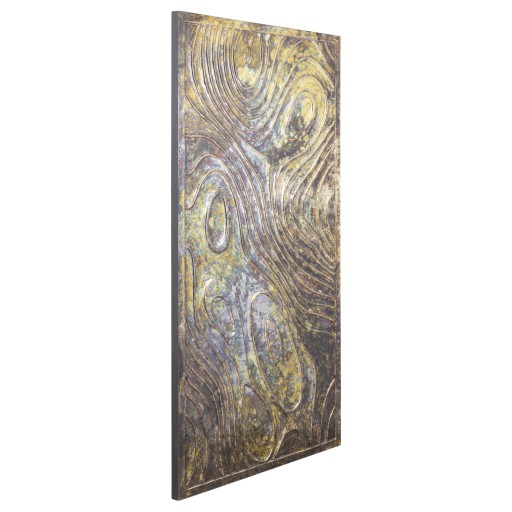 Connolly Oil Green Wood Rect Wall Panel L | Handgemaakt MDF Kunstpaneel Brons 160x80 cm - Product afbeelding