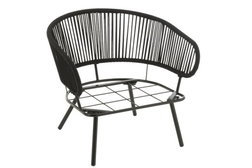 J-Line set of three chair/sofa poa metal/rattan black