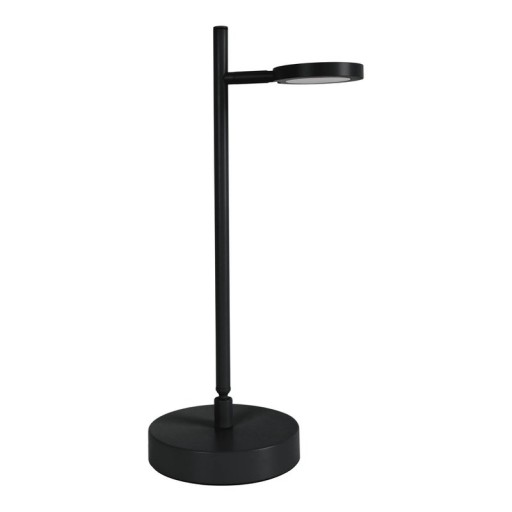 LED cordless table light "Lupa", 45 cm high, made of painted aluminum (black) and white plastic, LED integrated, dimmable, touch sensor.