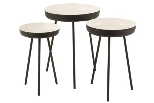 J-Line side table - metal - black/white - set of 3