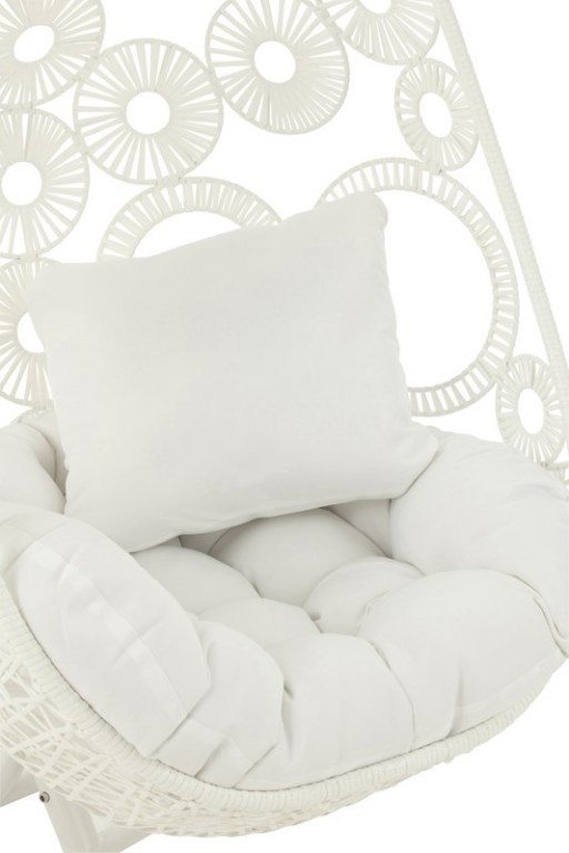 J-Line Hanging Chair + Cushions Bula Metal/Cane White