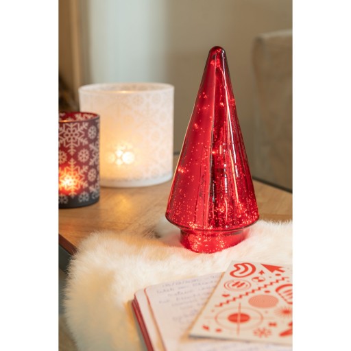 J-Line Kerstboom - glas - rood - medium - LED