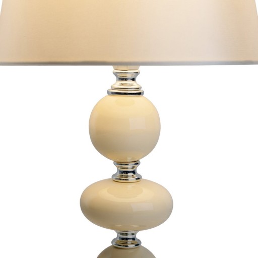 Ceramic table lamp "Araga" 36 cm high, table lamp made of metal, ceramic, with text blades, beige, with E14 socket, lighting for dining room, living room, hallway or office