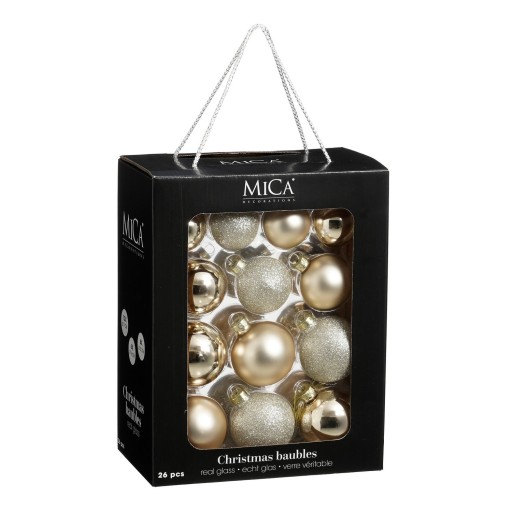Kerstballen Set | 26 Stuks | Glas | Crème - Ø5/6/7 cm - Product afbeelding