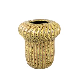 Sindi Yellow Ceramic Pot Round Shaped Lines High M