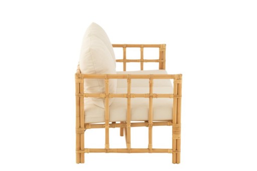 J-Line sofa Elise + cushion 2 Persons - rattan/textile - natural/white