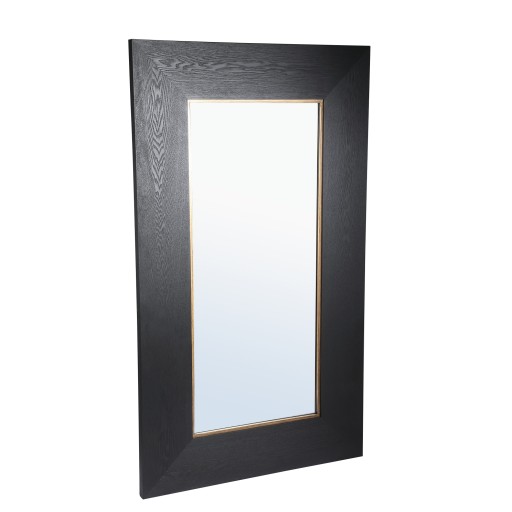 Tiess Black Wooden Veneer Mirror Rect Gold Rim S