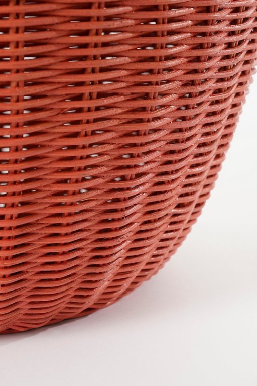 Storage Basket with Lid - Set of 2 - H48 x Ø30 cm - Rattan - Red