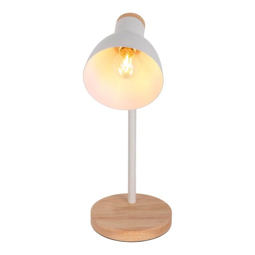 "Marie" desk lamp made of metal and wood, E14, white, 36.5 cm high